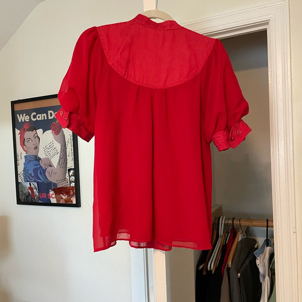Anthropologie Vibrant Red Blouse
